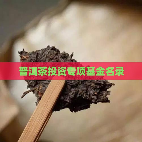 普洱茶投资专项基金名录