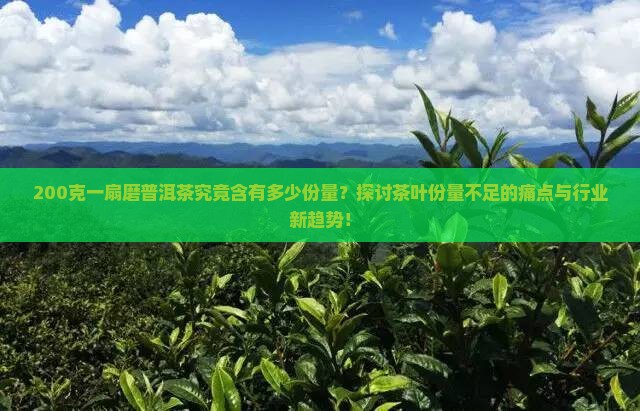 200克一扇磨普洱茶究竟含有多少份量？探讨茶叶份量不足的痛点与行业新趋势！