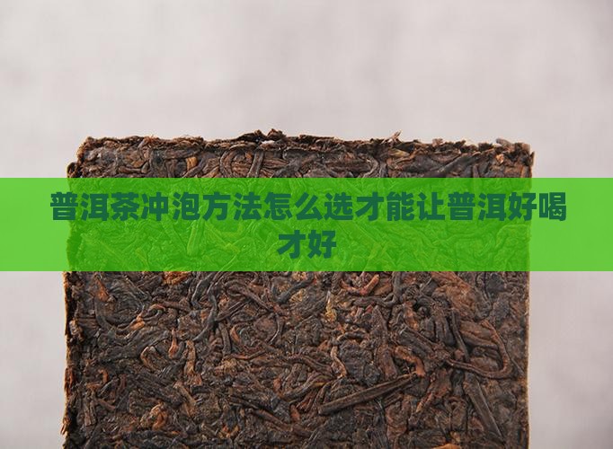 普洱茶冲泡方法怎么选才能让普洱好喝才好