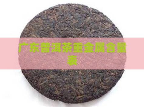 广东普洱茶重金属含量表
