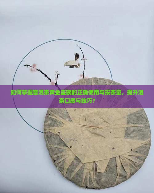 如何掌握普洱茶黄金盖碗的正确使用与投茶量,提升泡茶口感与技巧? 如何掌握普洱茶黄金盖碗的正确使用与投茶量,提升泡茶口感与技巧?