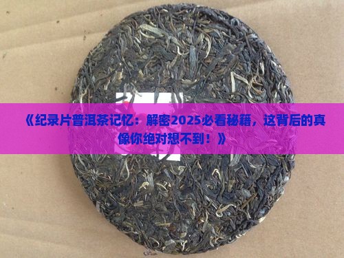 纪录片普洱茶记忆