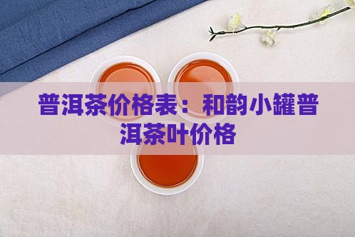 和韵小罐普洱茶价格表