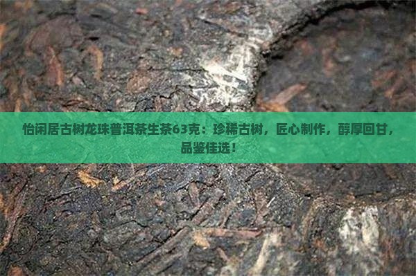 怡闲居古树龙珠普洱茶生茶63克