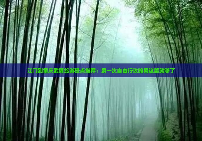 江门到重庆武隆旅游景点推荐：第一次自由行攻略看这篇就够了