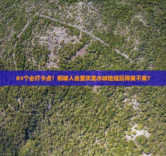 桐城去重庆龙水峡地缝攻略