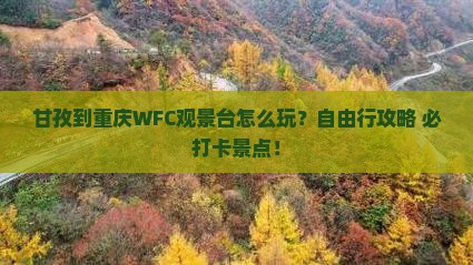 甘孜到重庆wfc观景台个人游