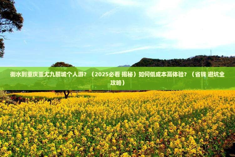 衡水到重庆蚩尤九黎城个人游