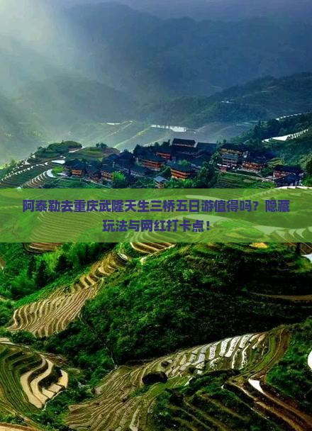 阿泰勒去重庆武隆天生三桥五日游