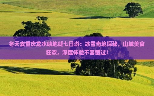 冬天去重庆龙水峡地缝七日游