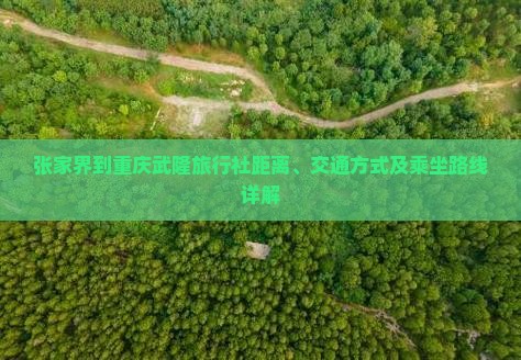 张家界到重庆武隆旅行社距离、交通方式及乘坐路线详解