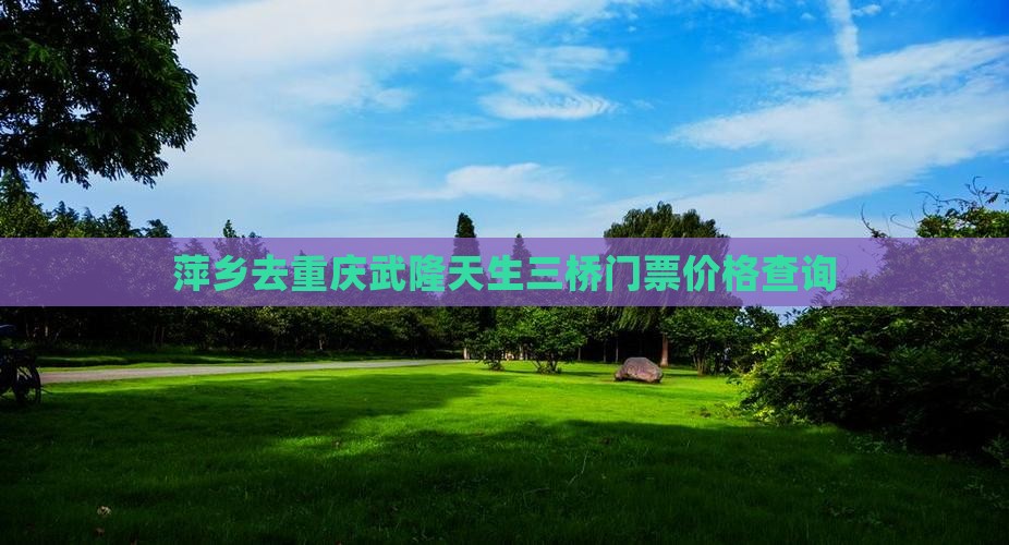 萍乡去重庆武隆天生三桥门票价格查询