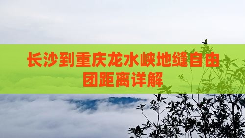 长沙到重庆龙水峡地缝自由团距离详解