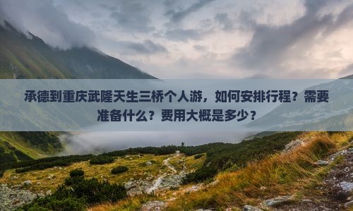 承德到重庆武隆天生三桥个人游，如何安排行程？需要准备什么？费用大概是多少？