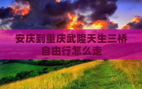 安庆到重庆武隆天生三桥自由行 安庆到重庆武隆天生三桥自由行