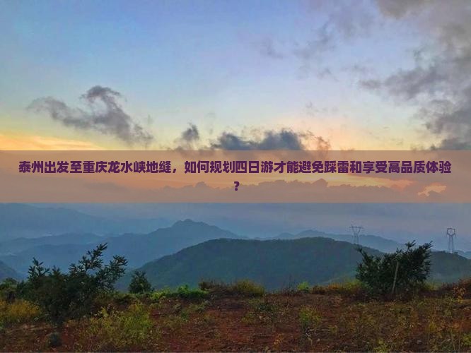 泰州出发至重庆龙水峡地缝，如何规划四日游才能避免踩雷和享受高品质体验？