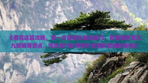 《看完这篇攻略，第一次德宏出发自由行，看看重庆蚩尤九黎城等景点，河北旅行社带你开启重庆旅游新体验》