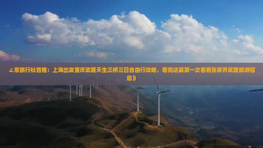 ∠京旅行社首推：上海出发重庆武隆天生三桥三日自由行攻略，看完这篇第一次看看张家界武隆旅游信息》