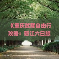 《重庆武隆自由行攻略：怒江六日旅游景点看看，河北旅行社精选路线》