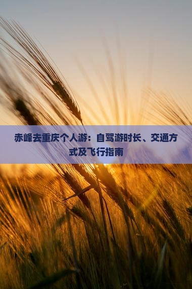 赤峰去重庆个人游：自驾游时长、交通方式及飞行指南