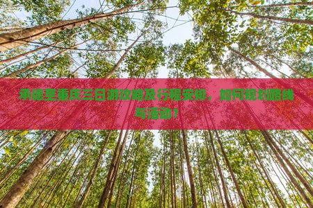 承德至重庆三日游攻略及行程安排，如何规划路线与活动？
