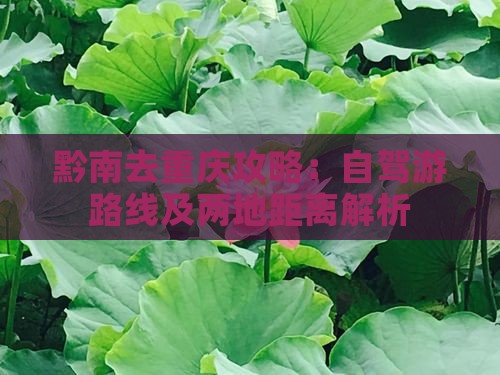 黔南去重庆攻略：自驾游路线及两地距离解析