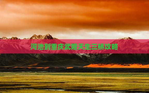 河池到重庆武隆天生三桥攻略