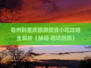 亳州到重庆旅游小吃