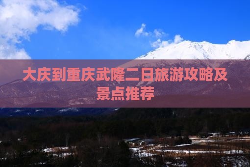 大庆到重庆武隆二日游