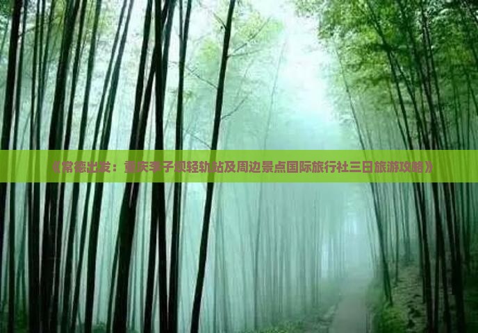 《常德出发：重庆李子坝轻轨站及周边景点国际旅行社三日旅游攻略》
