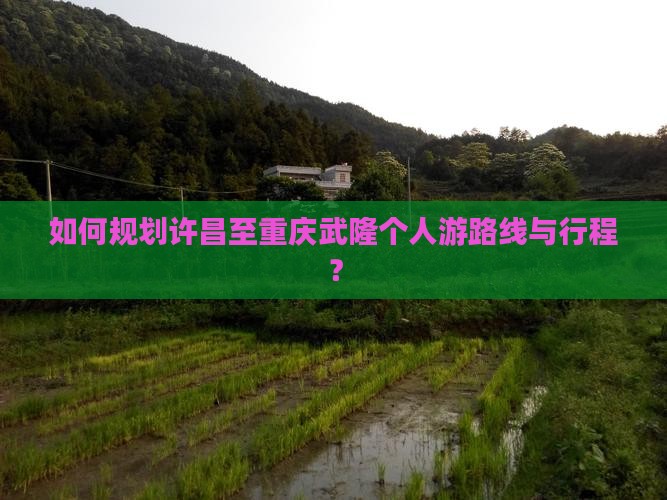 如何规划许昌至重庆武隆个人游路线与行程？
