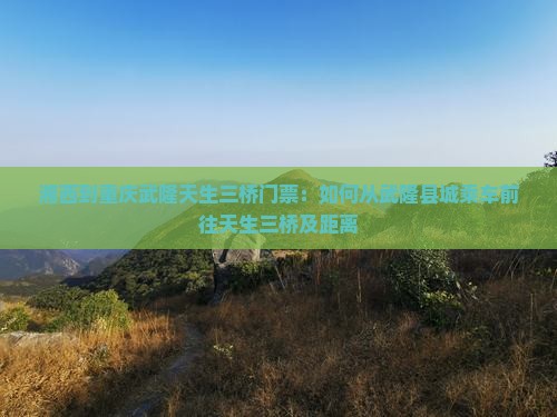 湘西到重庆武隆天生三桥门票：如何从武隆县城乘车前往天生三桥及距离