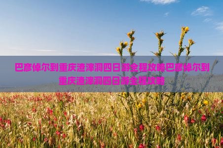 巴彦倬尔到重庆渣滓洞四日游