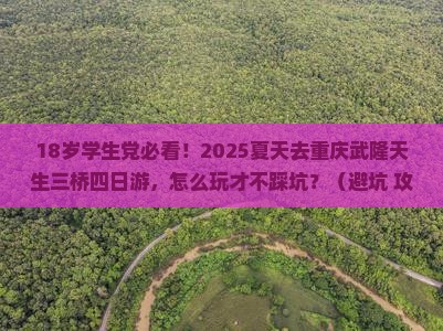 夏天到重庆武隆天生三桥四日游