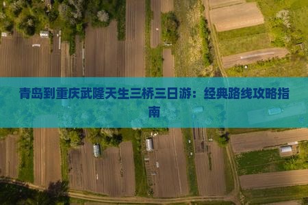 青岛到重庆武隆天生三桥三日游：经典路线攻略指南