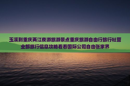 玉溪到重庆两江夜游旅游景点重庆旅游自由行旅行社营业部旅行信息攻略看看国际公司自由张家界