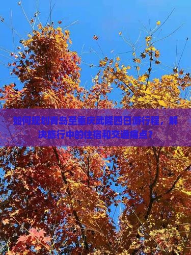 如何规划青岛至重庆武隆四日游行程，解决旅行中的住宿和交通痛点？
