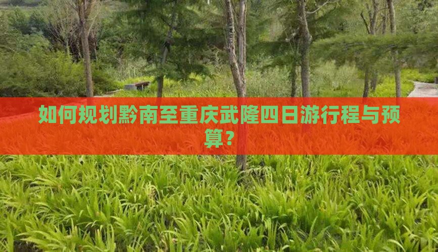 如何规划黔南至重庆武隆四日游行程与预算？