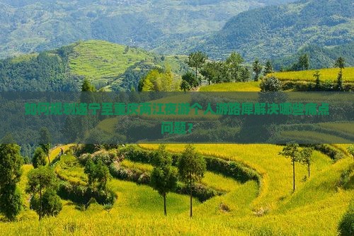 如何规划遂宁至重庆两江夜游个人游路犀解决哪些痛点问题？