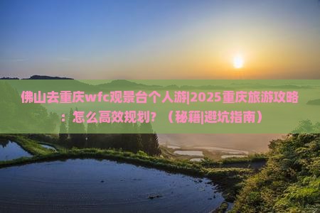 佛山去重庆wfc观景台个人游