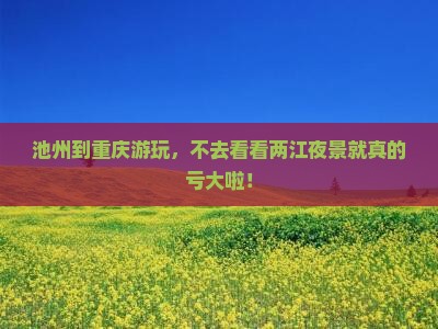 池州到重庆两江夜游必去地
