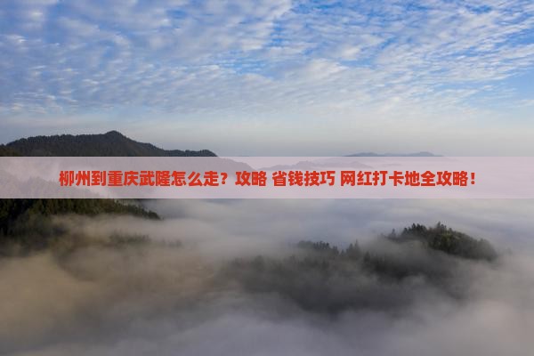 柳州到重庆武隆旅行社