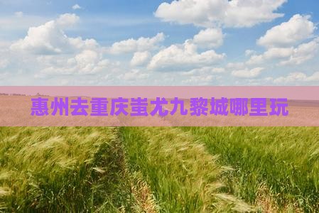 惠州去重庆蚩尤九黎城哪里玩