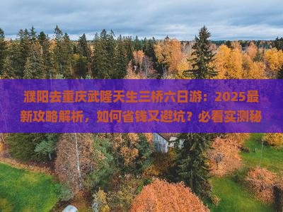 濮阳去重庆武隆天生三桥六日游