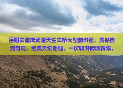 岳阳去重庆武隆天生三桥大型旅游团