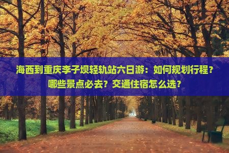 海西到重庆李子坝轻轨站六日游