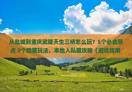 盐城到重庆武隆天生三桥哪里玩