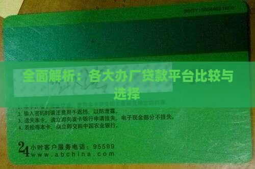 全面解析：各大办厂贷款平台比较与选择