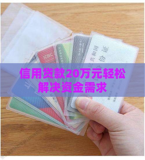 信用贷款20万元轻松解决资金需求