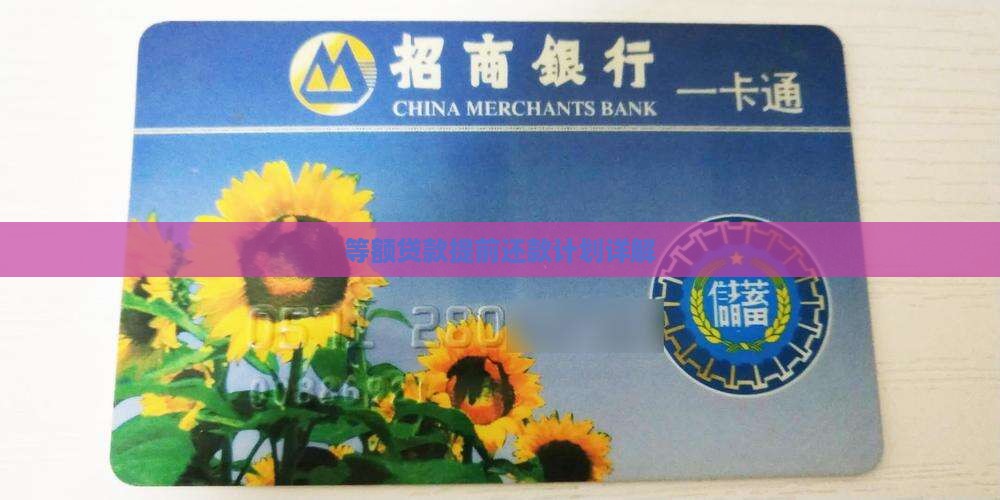 等额贷款提前还款计划详解